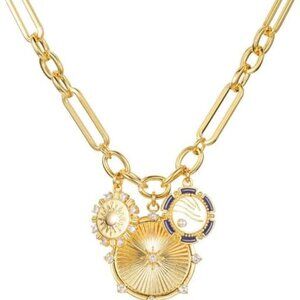 Elegant 18K Gold Plated Sun Pendant Necklace for Women, Classic Dainty Heart Cha